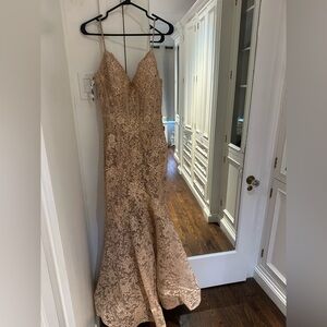 Blush Lace Prom Dress in Cream